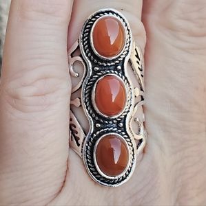 New Carnelian 925 Silver Statement Ring.